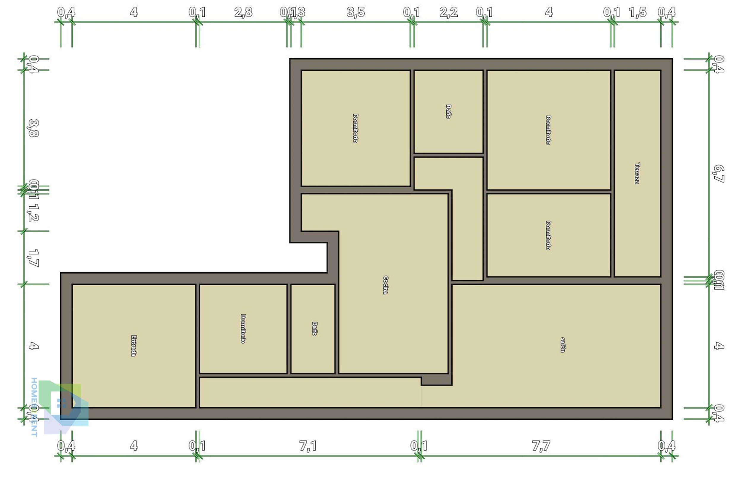 Plano de la vivienda para alquilar en el Barrio Salamanca, en la calle Doctor Gomez Ulloa