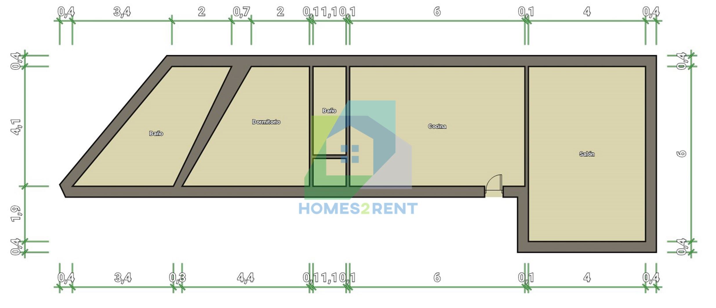 Plano de la vivienda para alquilar en el Barrio Salamanca, en la calle Ferrer del Río