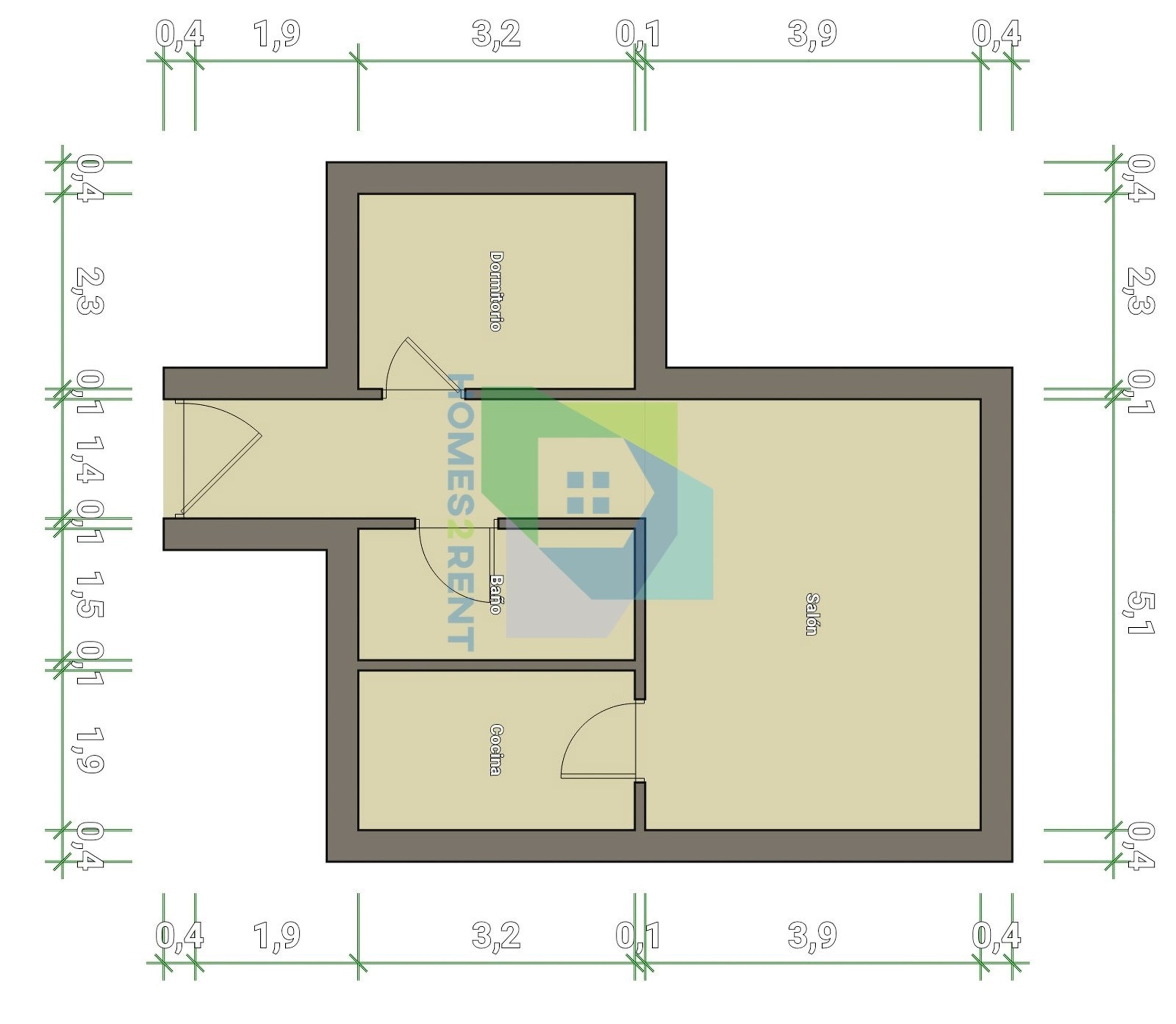 Plano de la vivienda para alquilar en el Barrio Salamanca, en la calle Francisco Silvera 